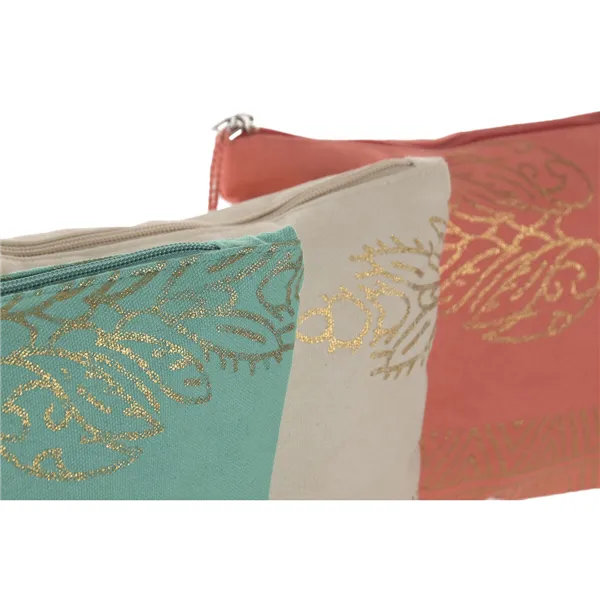 Travel Vanity Case Home ESPRIT Green Beige Golden Coral Mediterranean 20 x 5 x 25 cm (3 Units)