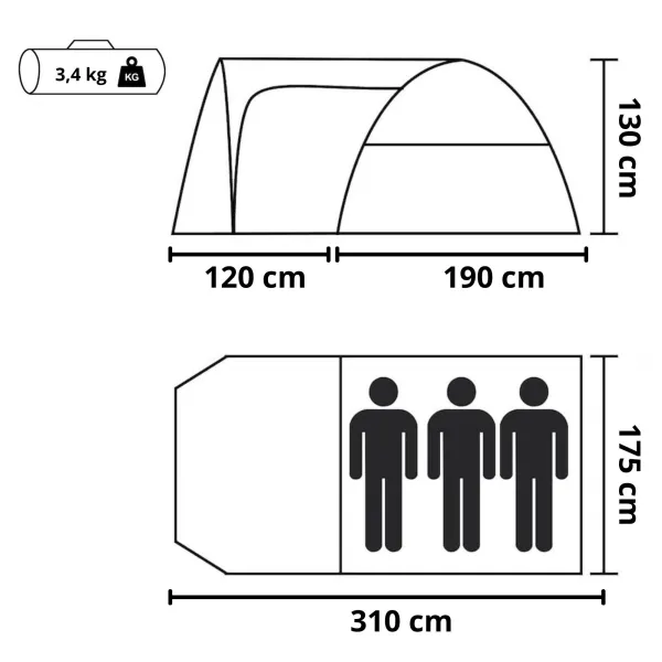 Camping tent Springos PT029 345 X 185 X 125 CM