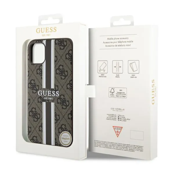 Guess 4G Printed Stripes MagSafe - Case for iPhone 11 (Brown)