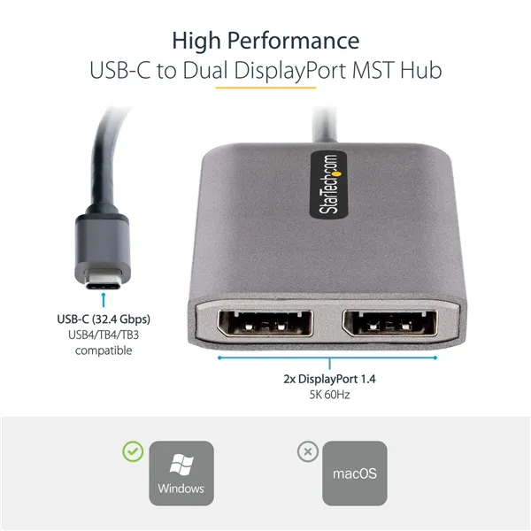 Adaptor Startech MST14CD122DP Grey
