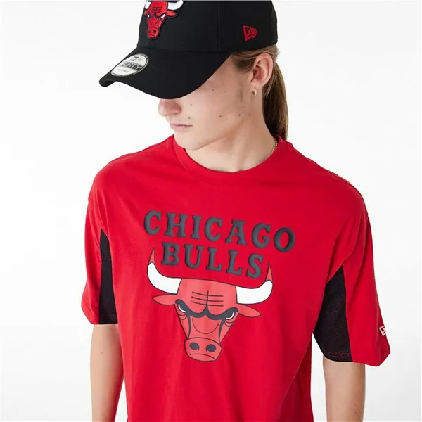 Men’s Short Sleeve T-Shirt New Era NBA MESH PANEL OS TEE CHIBU 60435481  Red (L)