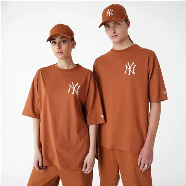 Short-sleeve Sports T-shirt New Era LEAGUE ESSNTLS LC OS TEE NEYYAN 60435552 Brown (XL)
