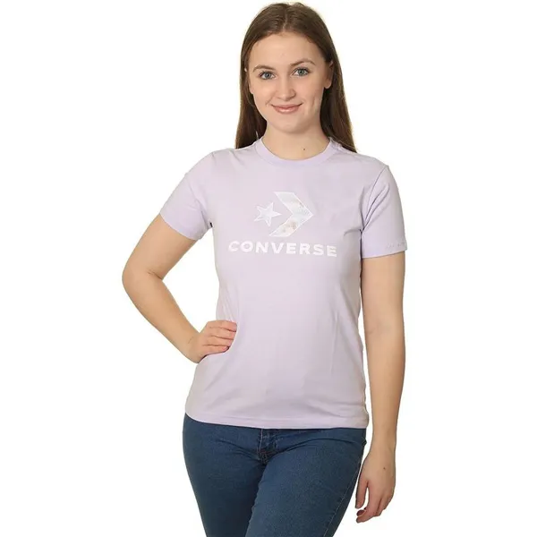 Women’s Short Sleeve T-Shirt Converse 10024538-A04 Lavendar (XS)