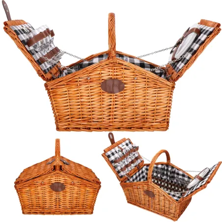 Корзина для пикника с посудой и термосумкой Springos CS0136 45x32x42 см