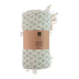 Arti Casa - Diamond Pattern Cotton Blanket 130x170 cm (Green / White)