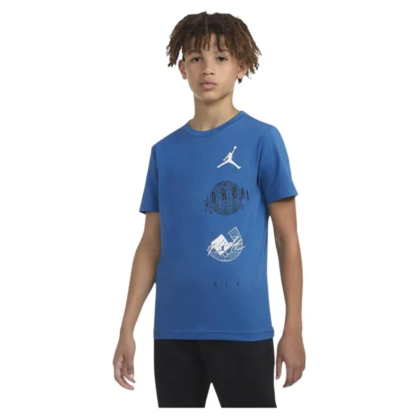 Child's Short Sleeve T-Shirt Nike JDB AIR GLOBE JORDAN SS TEE 95D121 U1R Blue