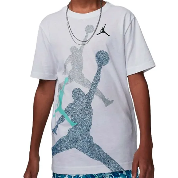Child's Short Sleeve T-Shirt Nike JDB GRADIENTE STACKED JM SS TEE 95D119 I1N White