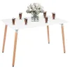 Springos HF0015 Coffee Table, 120 × 80 cm, white top & brown legs