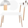 Springos HF0015 Coffee Table, 120 × 80 cm, white top & brown legs