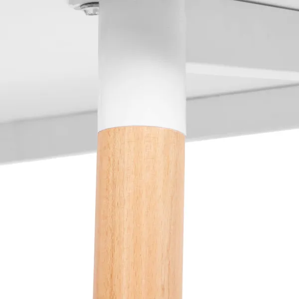 Kavos staliukas Springos HF0015, 120 × 80 cm, balta viršus su rudomis kojelėmis