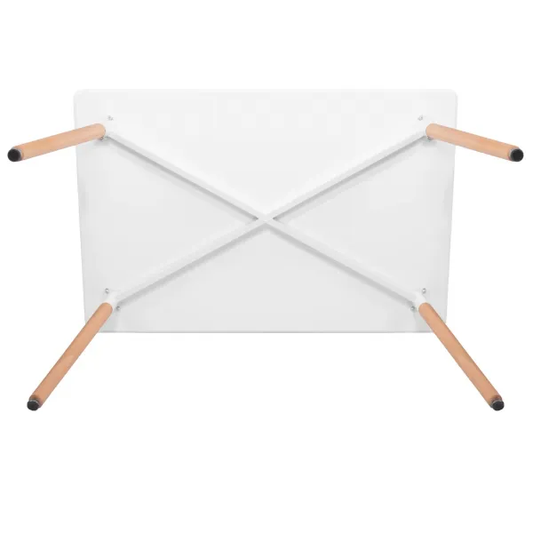 Springos HF0015 Sohvapöytä 120 × 80 cm, valkoinen kansi & ruskeat jalat