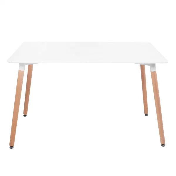 Kavos staliukas Springos HF0015, 120 × 80 cm, balta viršus su rudomis kojelėmis