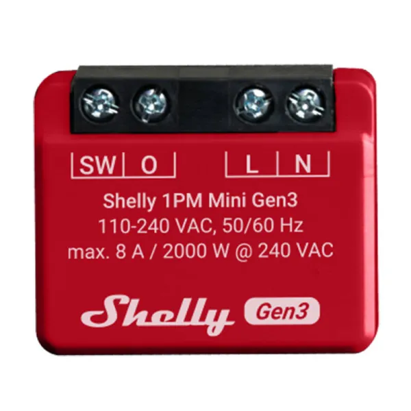 Wi-Fi switch module Shelly Mini 1PM Gen3 Bluetooth Wi-Fi Bluetooth 4.2