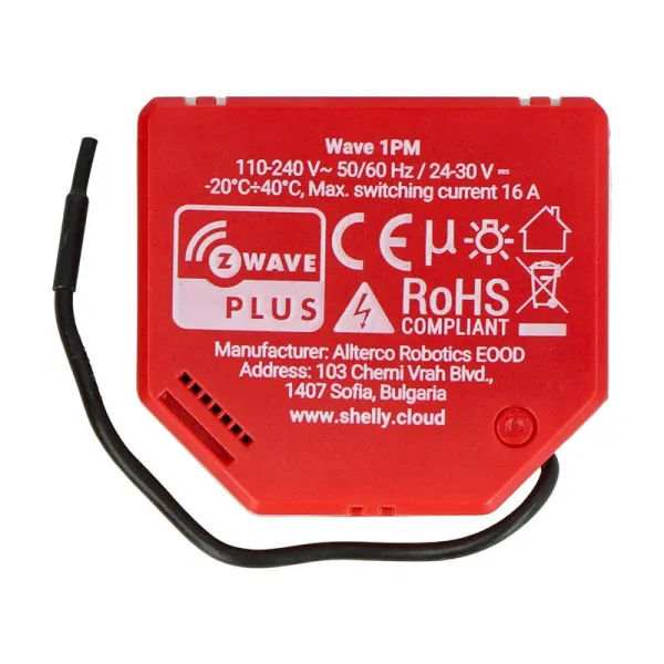 Shelly Qubino Wave1PM Controller, 1-channel, Z-Wave (Power measurement)