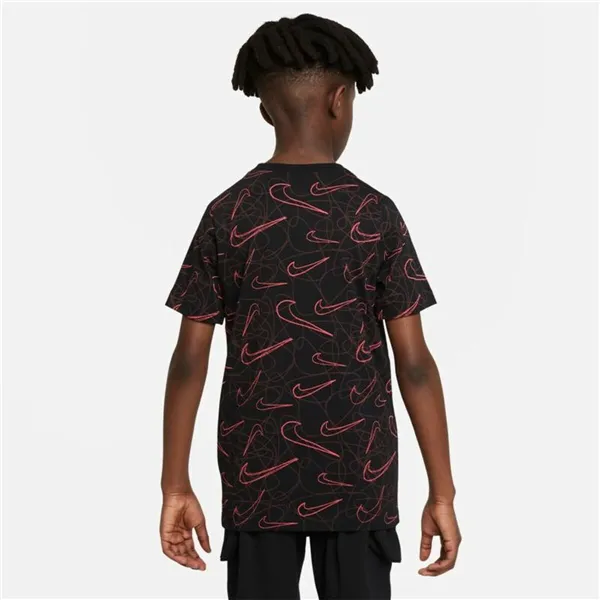 Child's Short Sleeve T-Shirt Nike Sportswear AOP Black