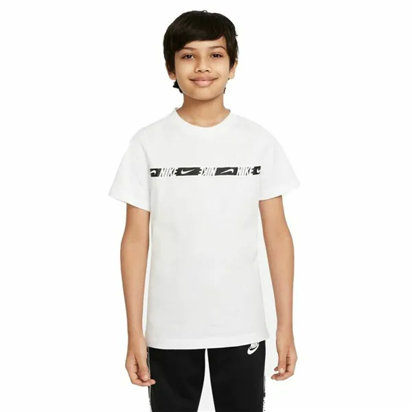 Child's Short Sleeve T-Shirt Nike B-Repeat White