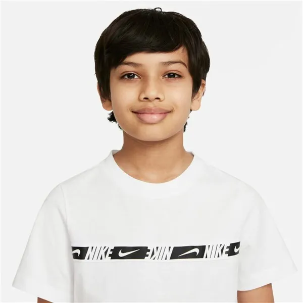 Child's Short Sleeve T-Shirt Nike B-Repeat White