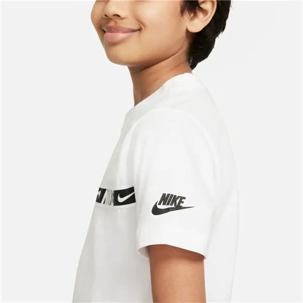 Child's Short Sleeve T-Shirt Nike B-Repeat White