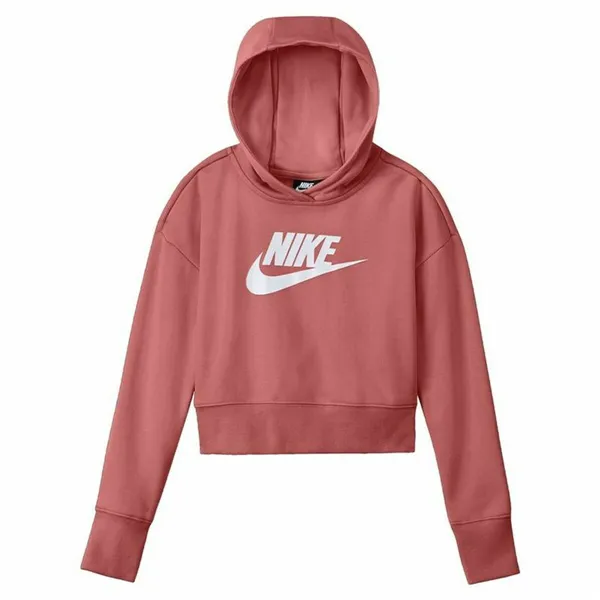 Hooded Sweatshirt for Girls Nike Club Girls Salmon