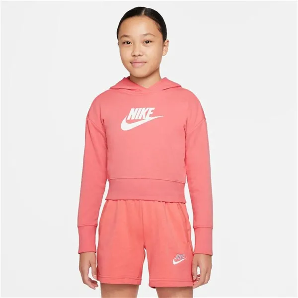 Hooded Sweatshirt for Girls Nike Club Girls Salmon