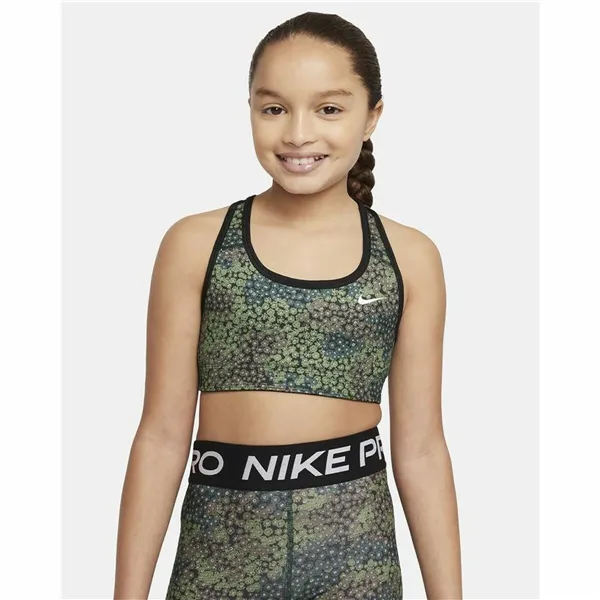 Sports Bra Nike Dri-FIT Swoosh Black/Green Children's