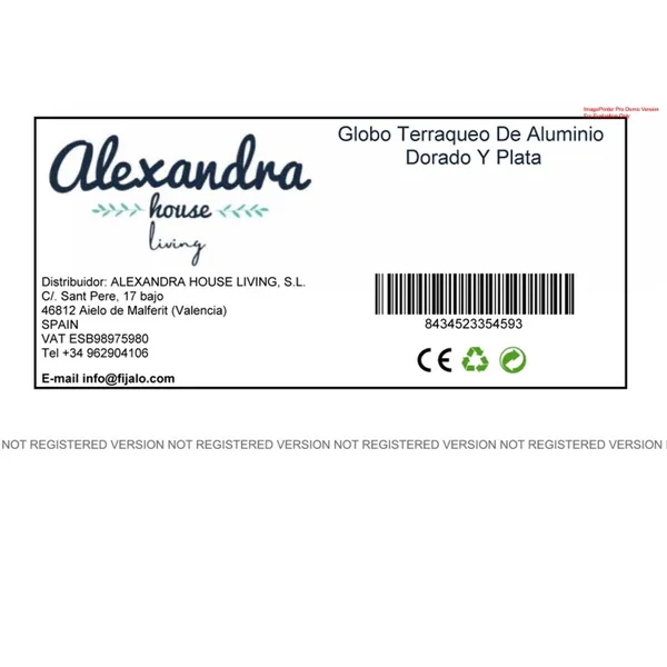 Globe Alexandra House Living Aluminium 12 x 24 x 12 cm