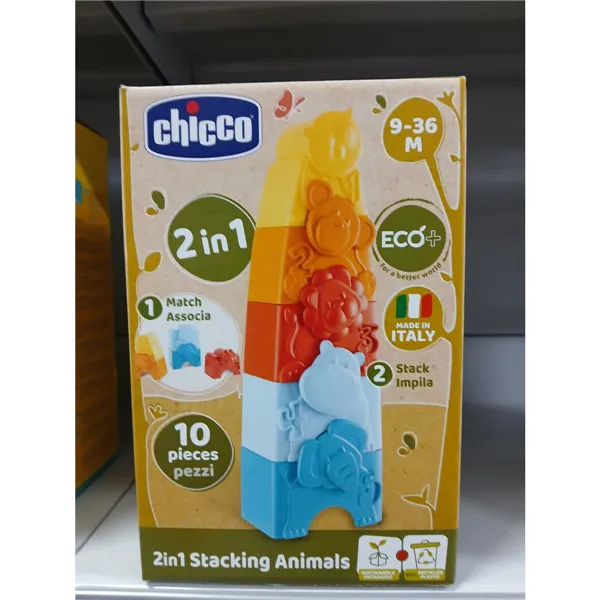 Stacking Blocks Chicco eco+ 11 x 7 x 35 cm Tower animals 10 Pieces