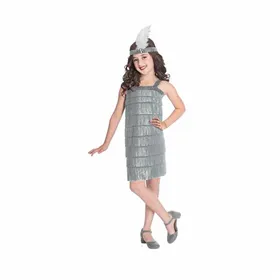 Costume for Children Silver Flapper 10-12 Years Silver (2 Pieces)