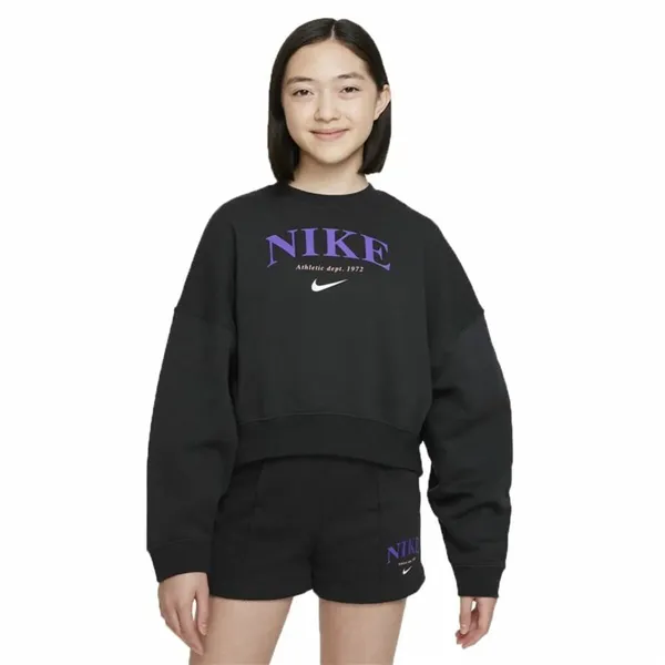 Hoodless Sweatshirt for Girls Nike Sportswear Trend Black