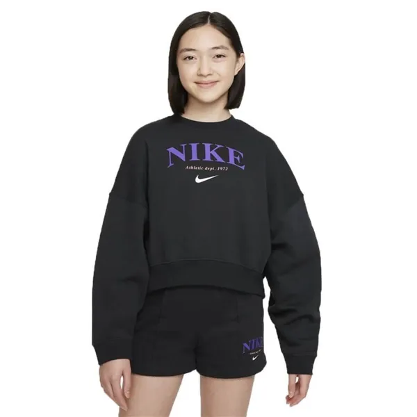 Hoodless Sweatshirt for Girls Nike Sportswear Trend  Black
