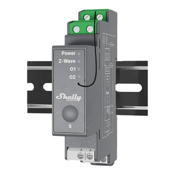 Shelly Qubino Pro 2 DIN rail Relay, 2-channel, Z-Wave