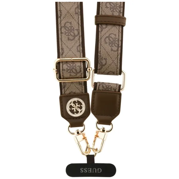 Guess Universal Crossbody Strap 4G Tether Patch Strass Metal Logo - Universal Phone Strap / Lanyard (Brown)