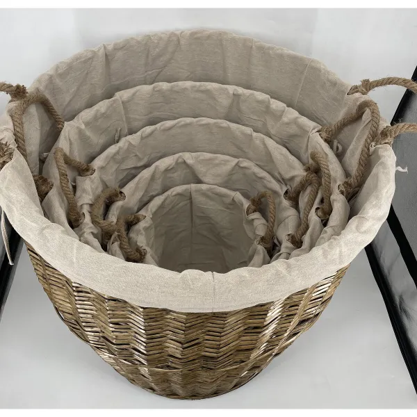 Basket set Home ESPRIT Brown Cotton wicker (5 Pieces)