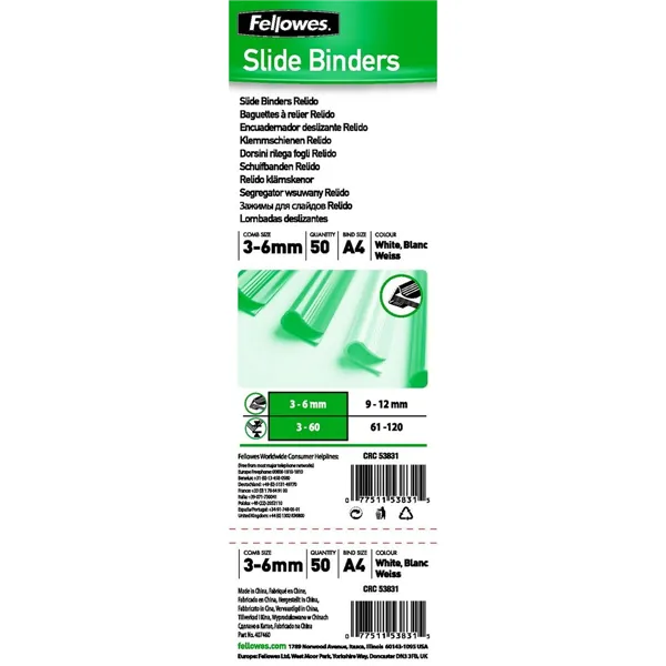 Binding covers Fellowes A4 Plastic White (50 Units)