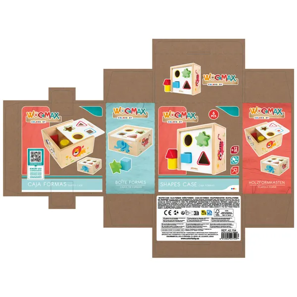 Child's Wooden Puzzle Woomax Shapes 13,5 x 7,5 x 13 cm (6 Units)