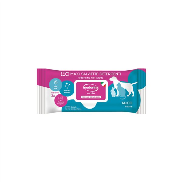 Wet Wipes for Pets Inodorina Talco Talcum Powder 110 Units