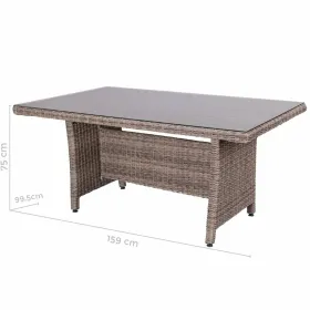 Valgomojo stalas Patsy 160 x 100 x 75 cm Stiklas Rotangas