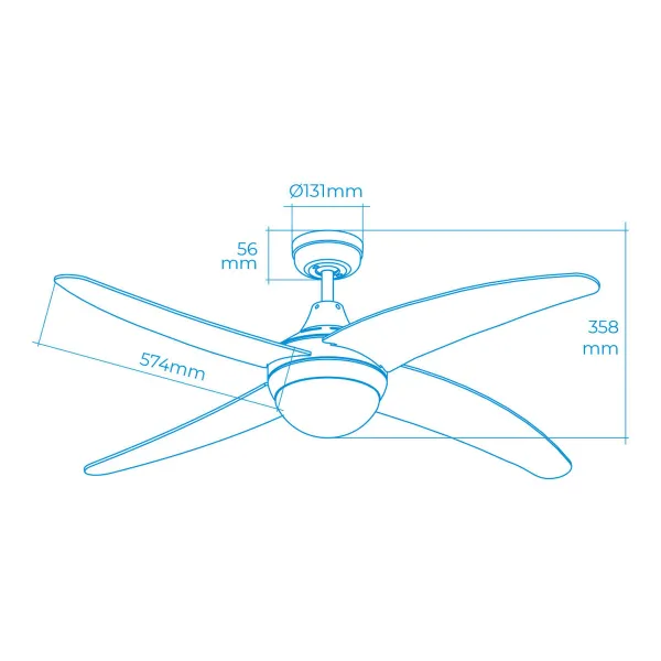Ceiling Fan with Light EDM 33807 Caspio Silver 60 W