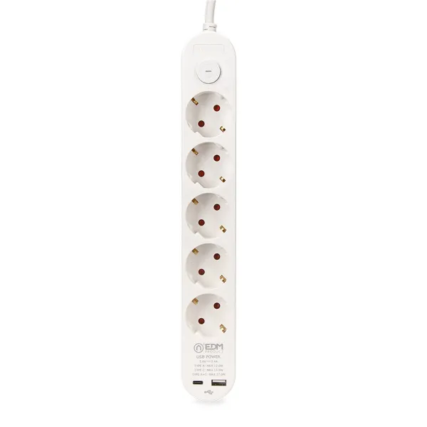 Power Socket - 5 sockets with Switch EDM 41824 White 3680 W 250 V (1,5 m)