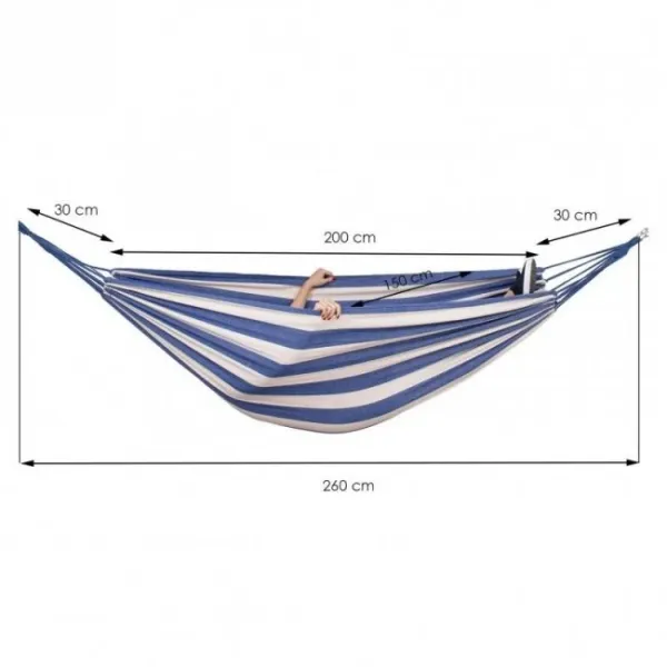 Võrkkiik kahele inimesele Springos HM038 200x150 cm - valge-sinine