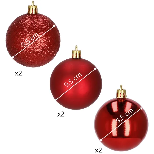Kalėdinių eglutės žaisliukų rinkinys Springos CA0090, 10 cm, 6 vnt.