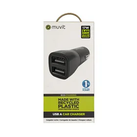 USB Car Charger with 2 Ports Muvit Black
