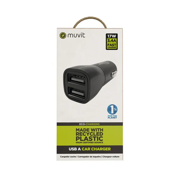 USB Car Charger with 2 Ports Muvit Black