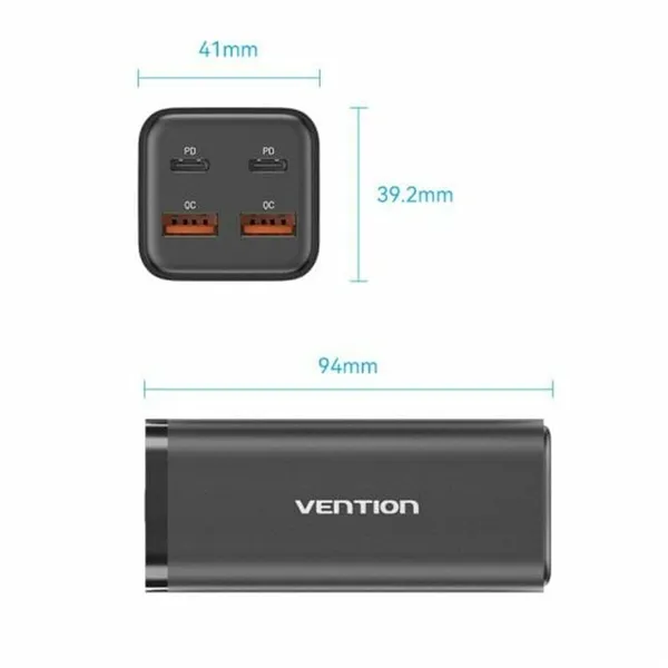 Wall Charger Vention FBSBG-EU Black 100 W