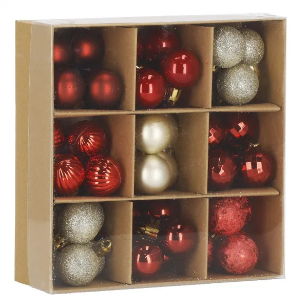 Kalėdinių eglutės žaisliukų rinkinys Springos CA1130 54 vnt. 3 cm