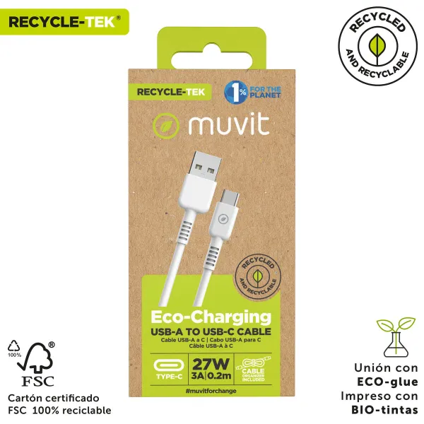 USB Kabelis Muvit Balts 20 cm