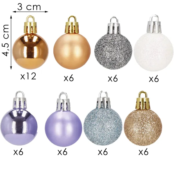 Ziemassvētku eglīšu rotājumu komplekts Springos CA1128 54 pcs.3cm