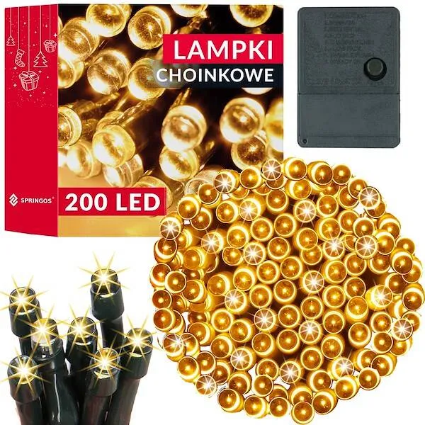Joulukuusen valot Springos CL0204 200 Led 15,5 m lämmin valkoinen