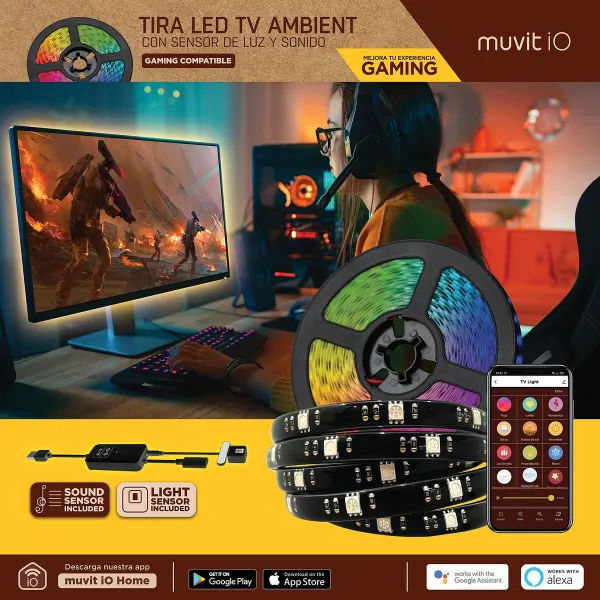 LED ribad Muvit iO Must 30 cm 3 m