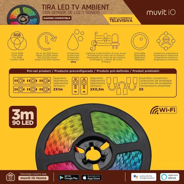 LED ribad Muvit iO Must 30 cm 3 m